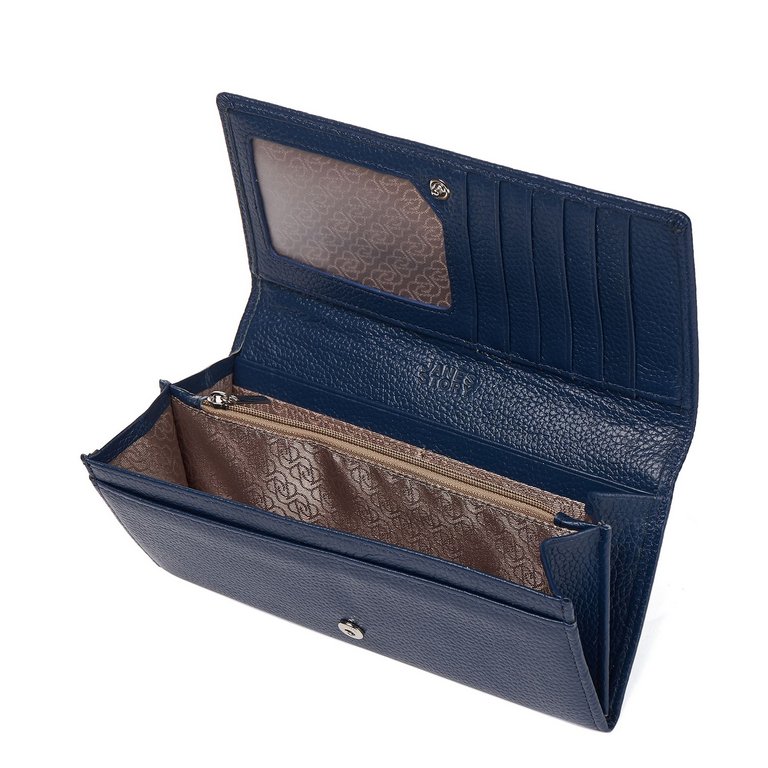 Портмоне Jane's Story женское 19см, нат.кожа, синее
