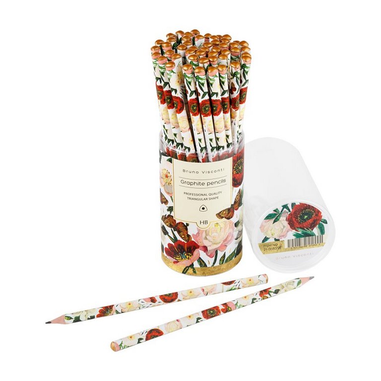 Карандаш ч/г HB с рис. трехгранный Bruno Visconti Flora "Пионы"