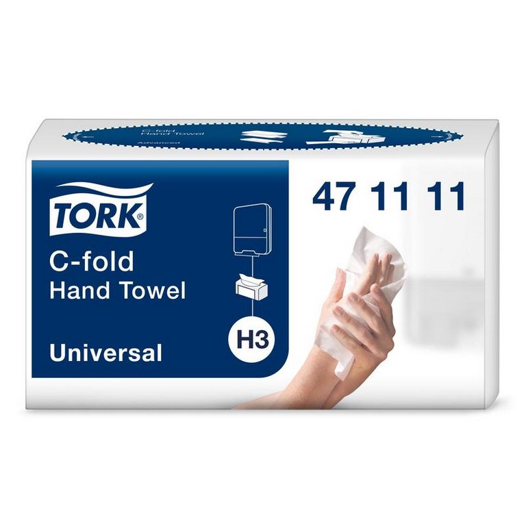 Полотенце бумажное для диспенсера в пачке Tellus/ТОРК Universal (H3), С-сложение, 2 сл. белые, 120л