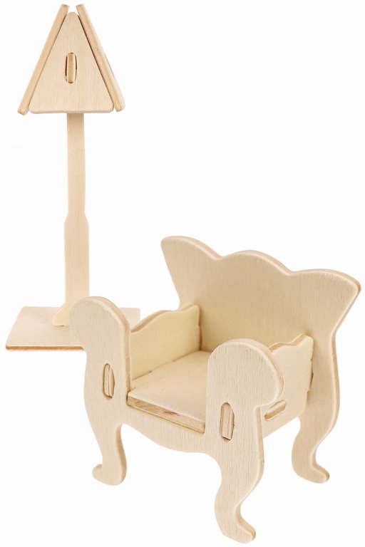 Сборная модель из дерева   60 дет. "МЕБЕЛЬ. ГОСТИНАЯ" 10х7,6х12,5 см