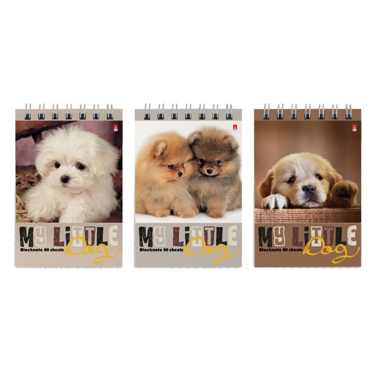Блокнот А7  40л.,  68*104 мм, на гребне "Чудо-Щеночки"