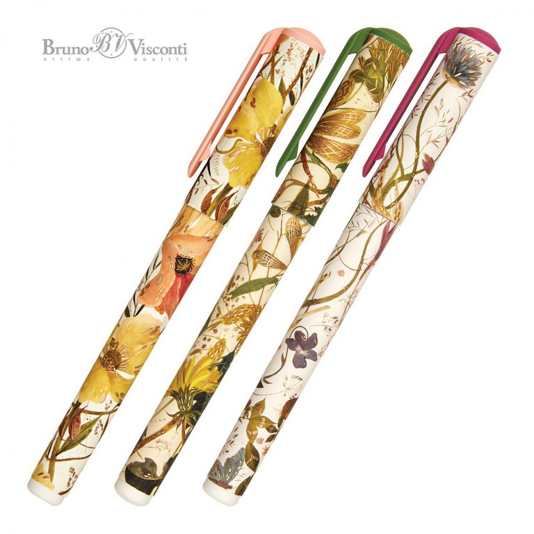 Ручка шариковая Bruno Visconti "Flora. Bright flowers" в футляре (картон), корпус ассорти