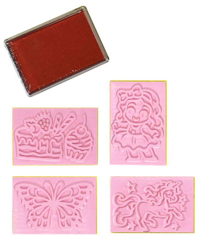 Штамп контурный для девочки Каляка-Маляка 4 шт/уп с чернилами