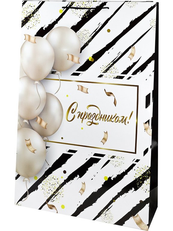 Пакет бумажный 50*72см ламинированный "Белые шары"