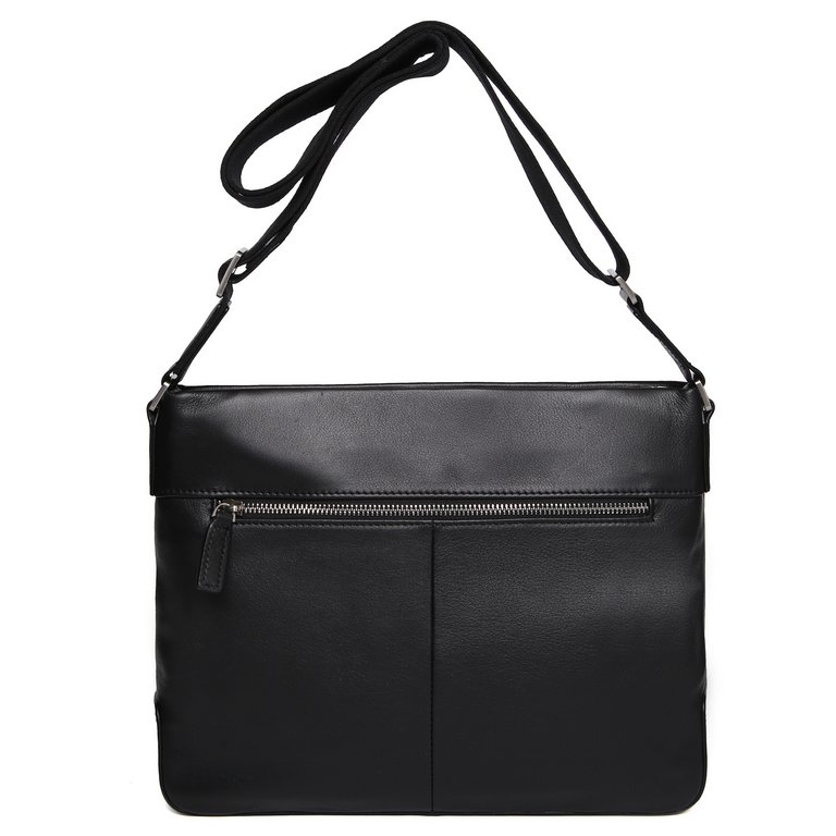 Сумка мужская FABRETTI 31*25*7, нат. кожа, черный