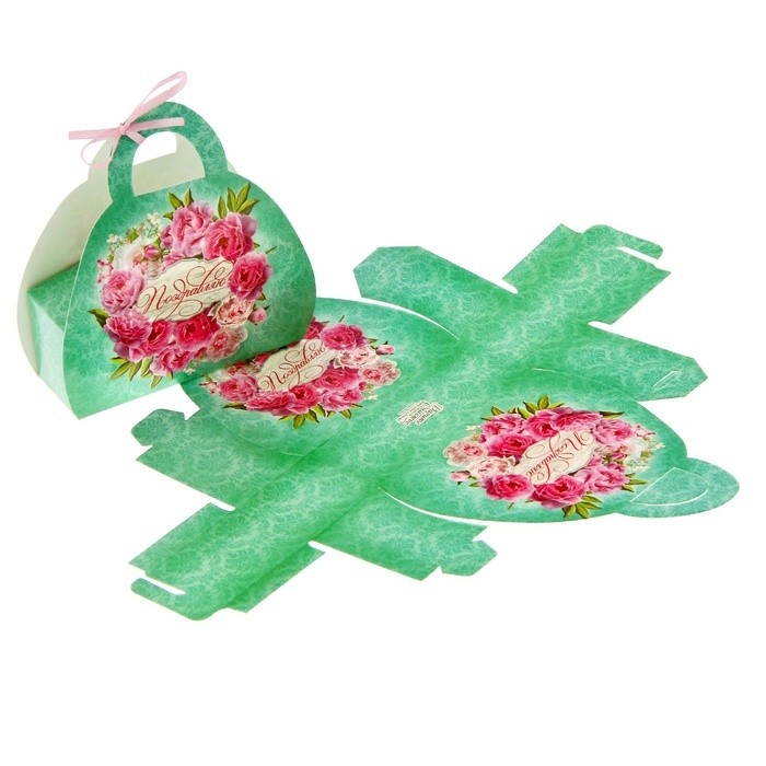 Коробка для подарков 12*10*8см "Поздравляю!"