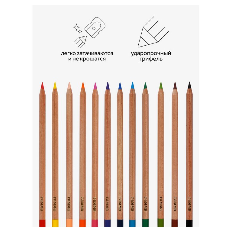 Набор карандашей  12 цв. ГАММА "Мультики" супермягкие, увелич. диаметр грифеля 4,0мм