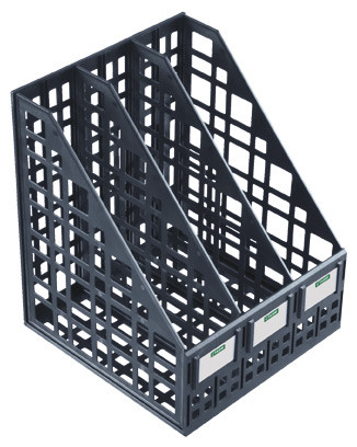 Лоток вертикальный 3-х секцион. разборный, черный Стамм