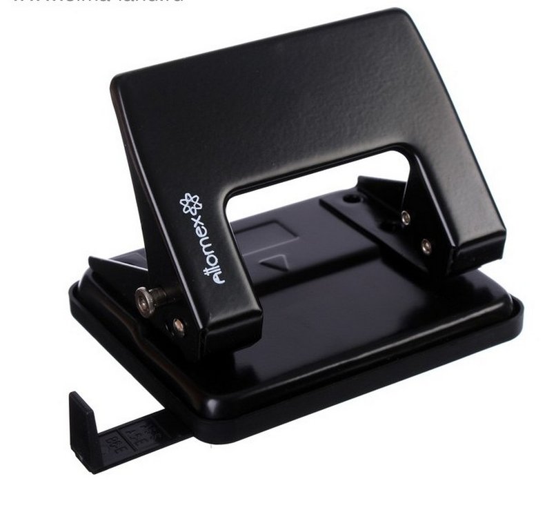 Дырокол до 20л метал. Attomex с линейкой черный