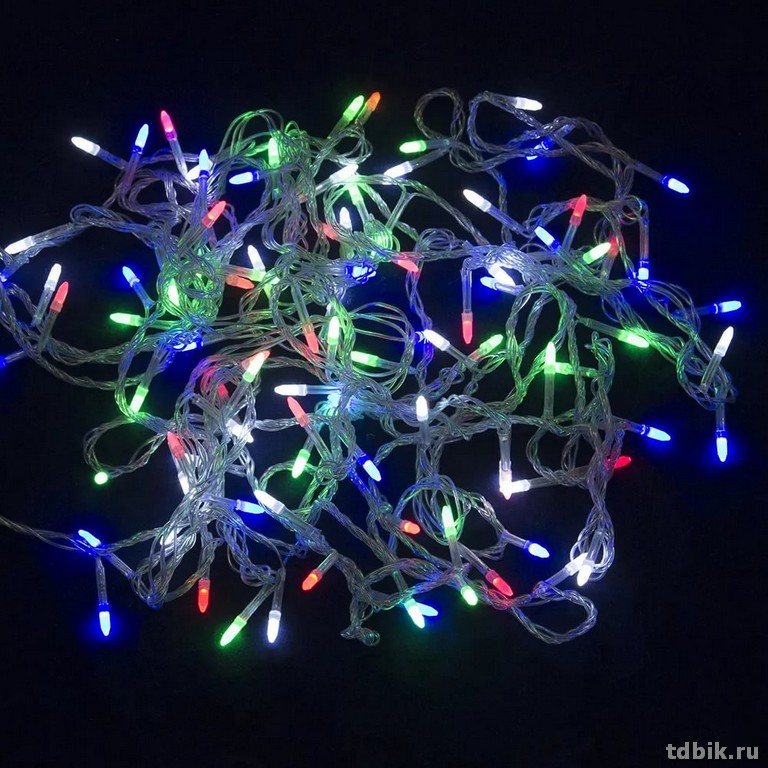 Гирлянда комнатная Нить  9м, 100 цв. ламп, 8 реж., прозрачный провод