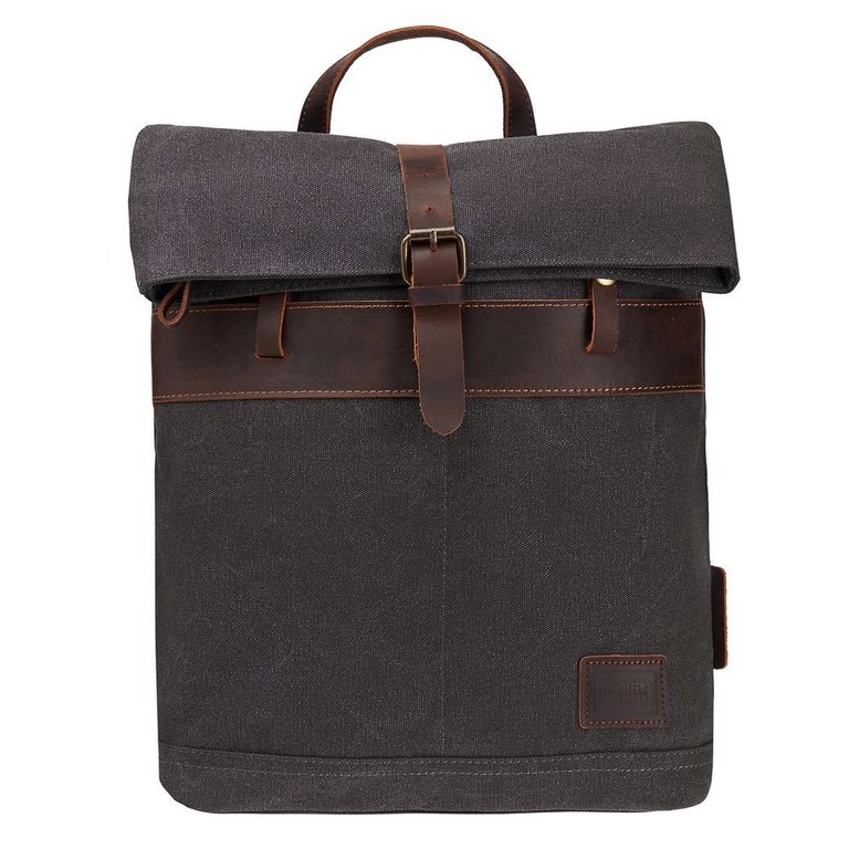 Рюкзак молодежный мужской  Dr.Koffer натуральная кожа/текстиль 36*31*10см, серый