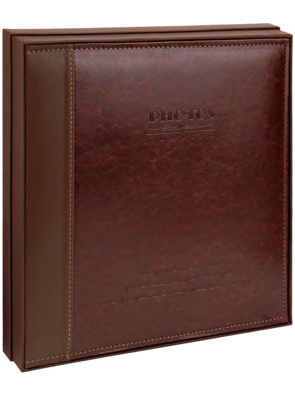 Фотоальбом 500 фото 10*15см "Важное событие" MILAND коричневый, обложка под кожу. в коробке