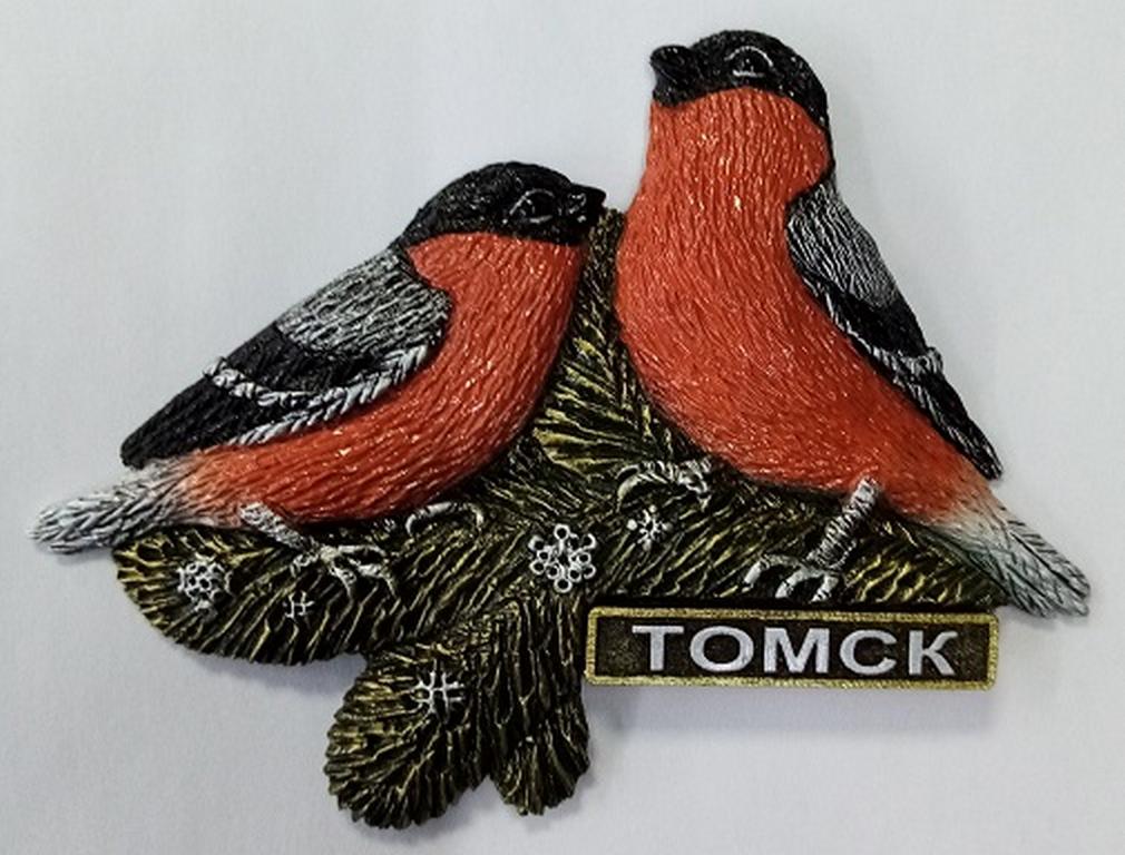 Магнит Томск "Два снегиря" 11,0*9,0см искусств. камень