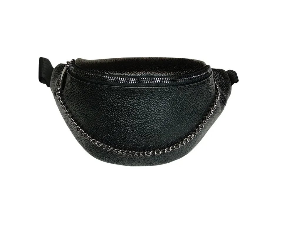 Сумка поясная D.Morelli нат. кожа, черная, 28*13,5*8 см