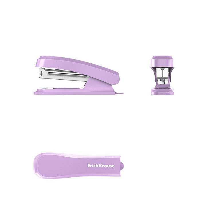 Степлер № 10 до 15л Erich Krause Clippy Pastel Bloom с антистеплером (глубина 40мм) ассорти