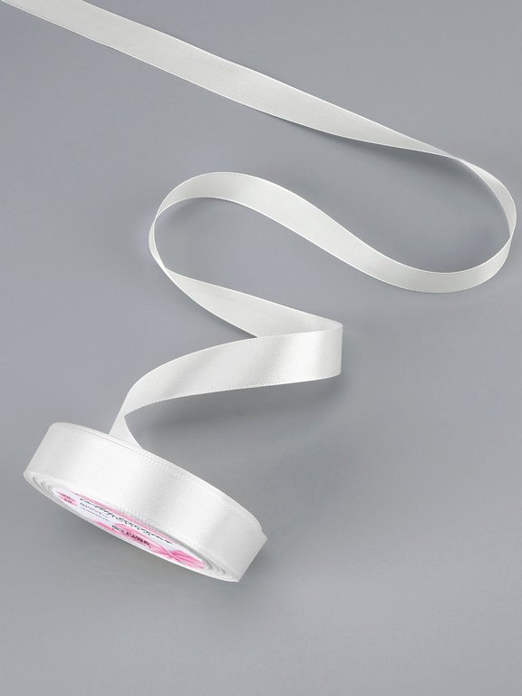 Лента атласная 2,0см*23м, цв. белый ART UZOR
