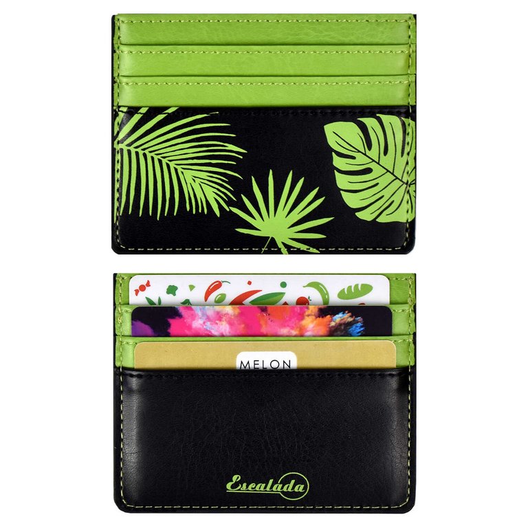 Карман для кредитных, дисконтных карт, пропусков, салатовый/чёрный 6 отделений кожзам