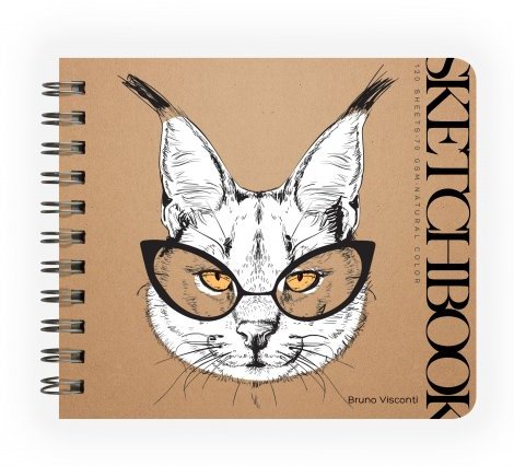 Скетчбук 180*155 мм, 120л. гребень "SKETCHBOOK" КРАФТ 70 гр. (4 ВИДА)