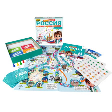 Игра настольная  Викторина .7+ "Я люблю свою страну" (2-4 игр., 60 городов, 136 вопр.) Русский стиль