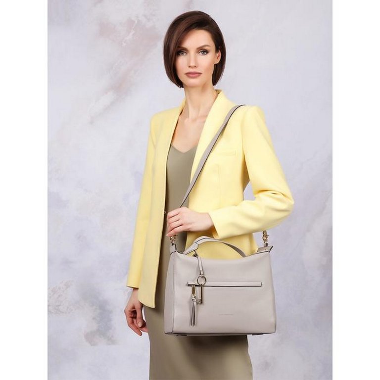 Сумка женская LEO VENTONI 34*24,5*12,5см, нат. кожа, серый