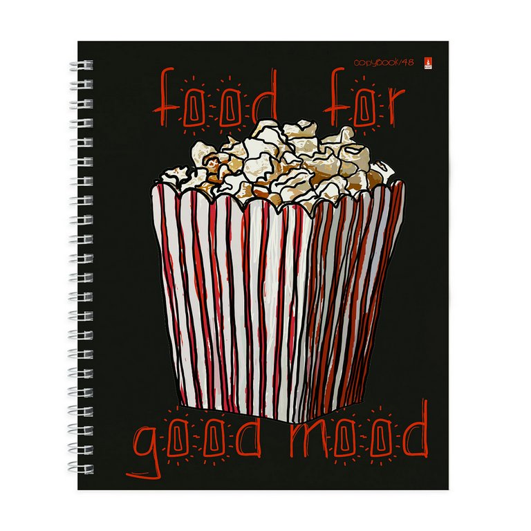 Тетрадь 48 лист кл. А5 на гребне "FOOD IN BLACK" 5 ВИДОВ