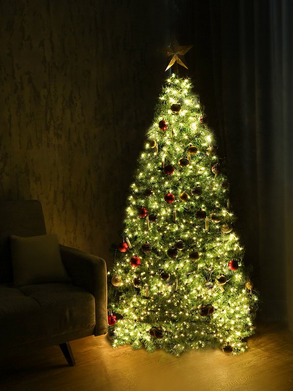 Гирлянда комнатная Нить  "Роса" .50м, 500 теплых ламп, 8 реж., 220 Вт, пульт