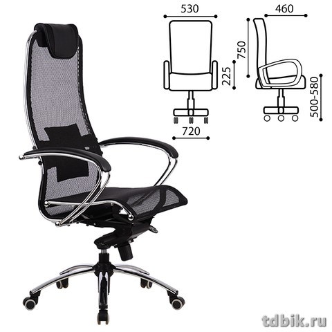 Кресло руководителя МЕТТА "SAMURAI" S1 (кевларовая ткань-сетка, черное) до 120 кг