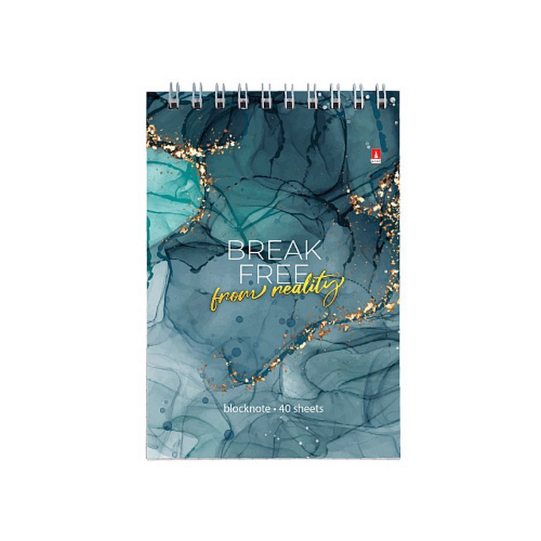 Блокнот А6  40л.,  94*132 мм,  на гребне Альт "МРАМОР" 5 видов