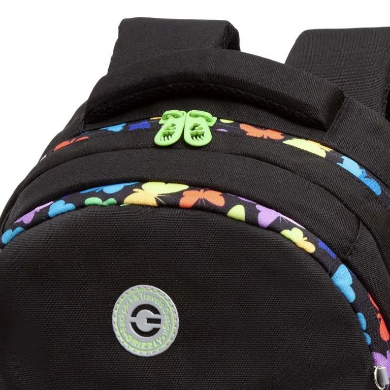 Рюкзак школьный для девочки Grizzly 27*40*20 см, черный