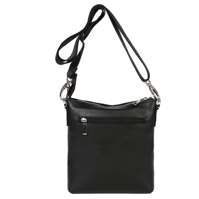 Сумка мужская FABRETTI 19*21*3,5, нат. кожа, черный