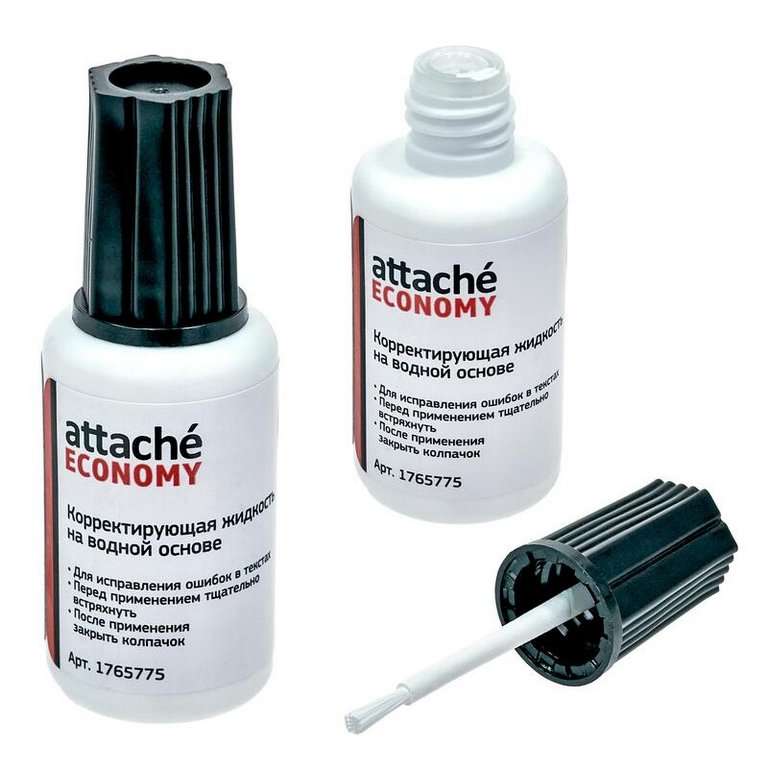 Коррект. жидкость Attache (25мл) с кисточкой, быстросохнущая