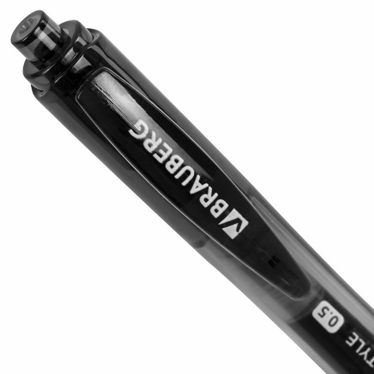 Ручка гелевая автомат BRAUBERG Office Style резин. упор 0,5мм черная (линия 0,4мм)