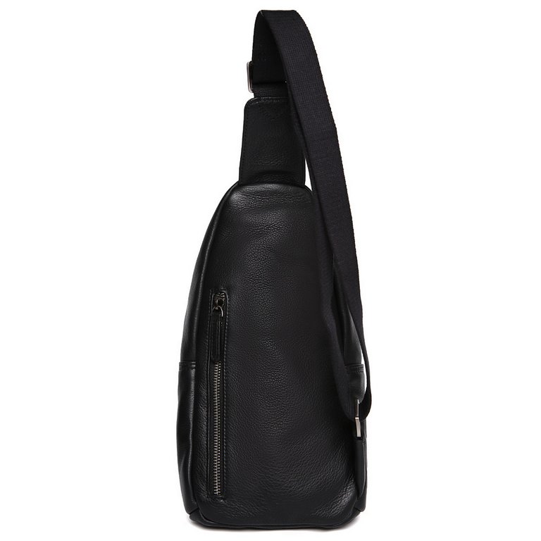 Сумка мужская FABRETTI 17*31*5, нат. кожа, черный