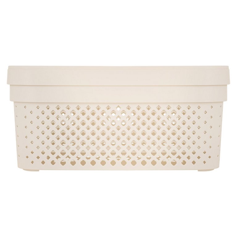 Корзина для хранения пластик. 10л. с крышкой 36*27*13 см цв. молочный туман