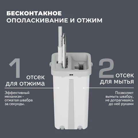 Набор для уборки помещений: ведро с отжимом 12л/9л, самоотжим. швабра с насадкой (2шт) ЛАЙМА
