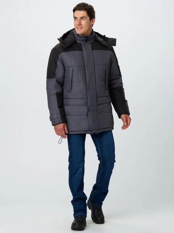 Спецодежда Куртка "Премиум" зимняя, р-р 64-66/5-6, цвет серый/черный