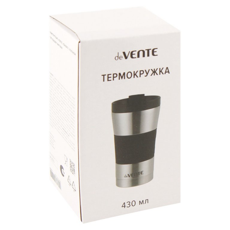 Термостакан 360 мл deVENTE "Drive" нерж. сталь/силикон