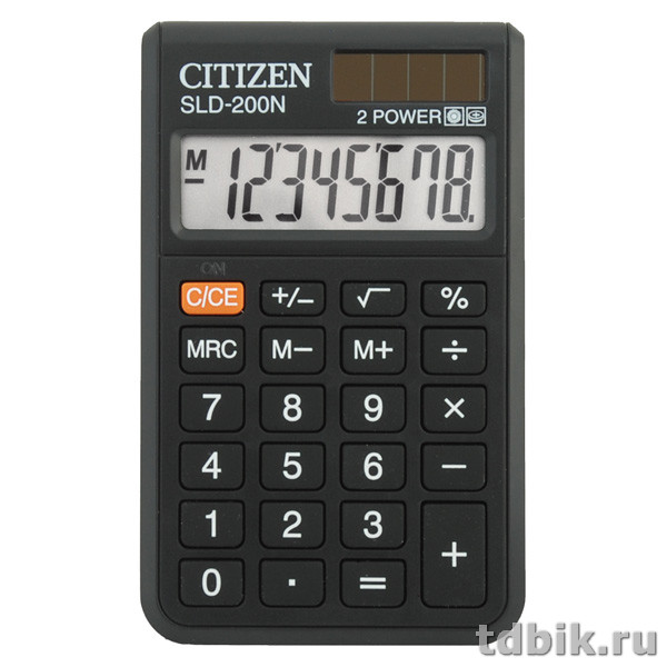 Калькулятор карм. Citizen SLD-200N (8 разр., 2 питания 98*60*10мм)