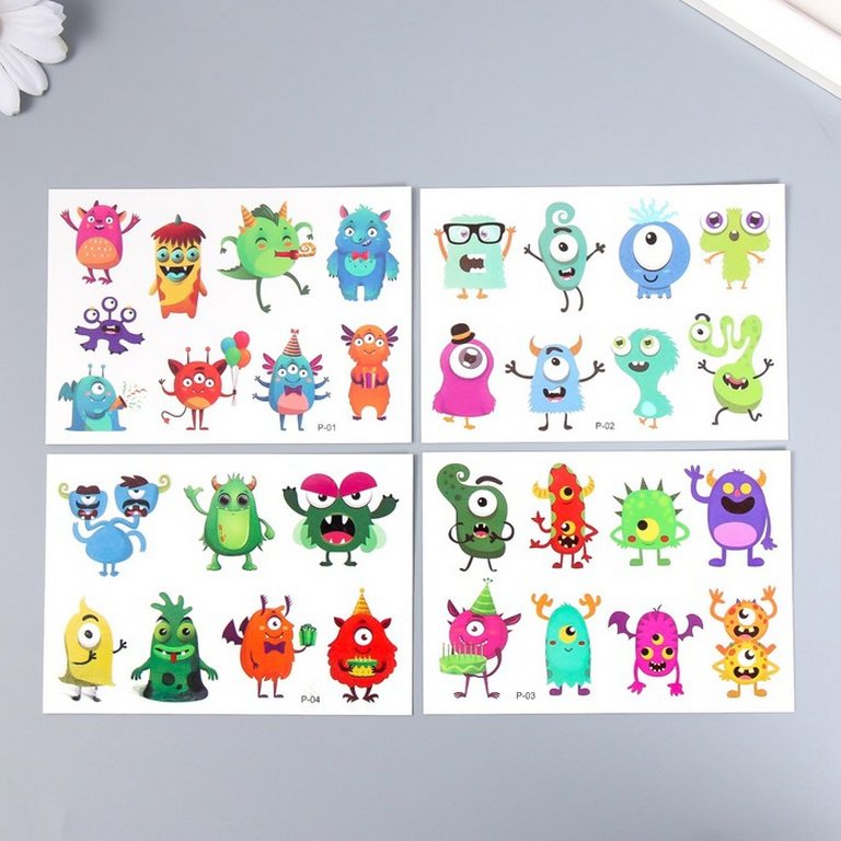 Наклейка-тату "Праздник монстров" 11,5х8 см