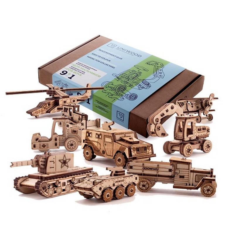 Сборная модель из дерева Набор 9 в 1 "Для мальчиков"