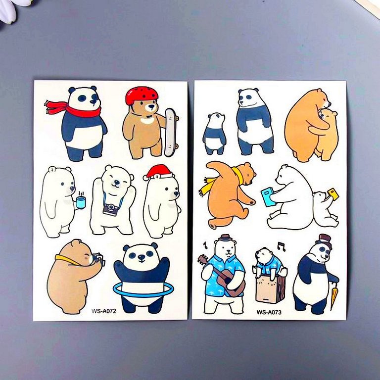 Наклейка-тату "Мишки. Увлечения" МИКС 12х7,5 см