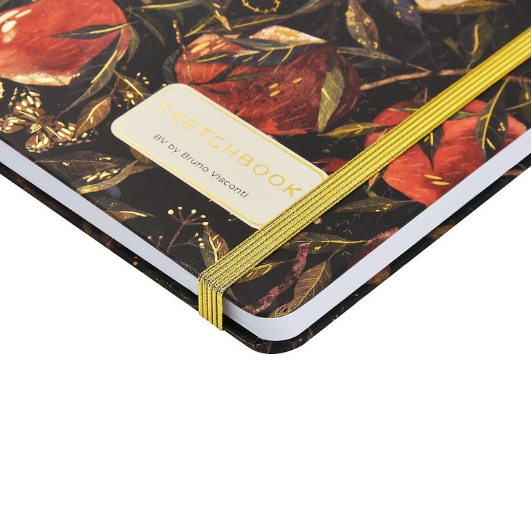 Скетчбук 213*146 мм, 80л.,тв. обл. на ризинке, белый блок "Flora. Гранат"