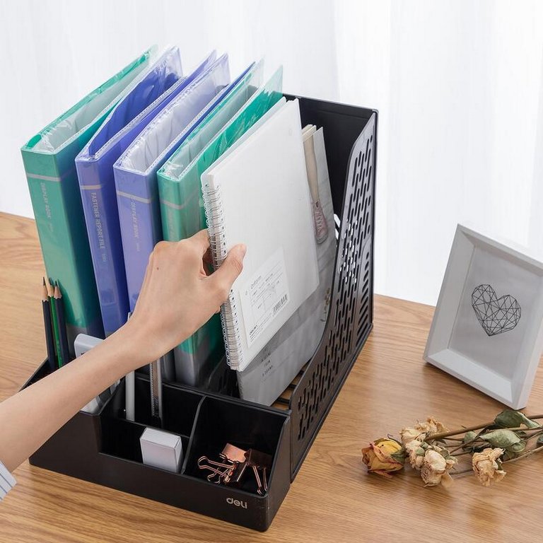 Лоток вертикальный 3 отделения по 40мм + органайзер Deli