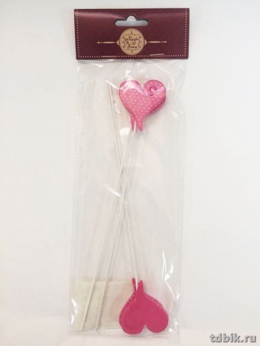 Декор из полирезины "Малиновые сердечки" 27,6*9,5*0,6см (4шт/уп)