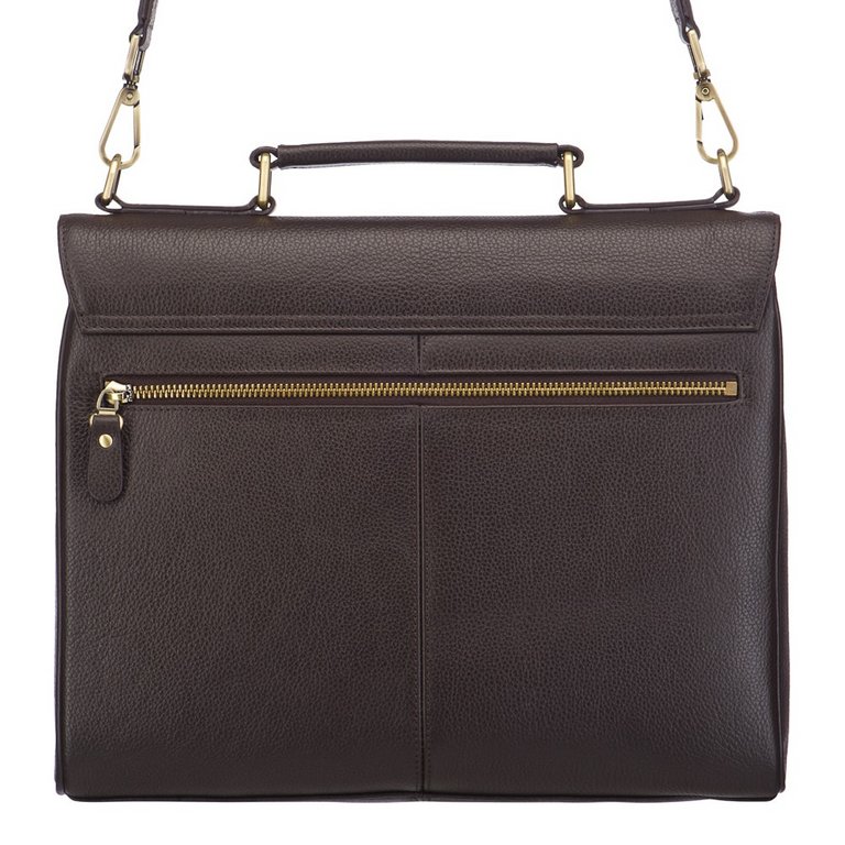 Портфель Dr.Koffer 27*34*12см, нат. кожа, со съемным плечевым ремнем, коричневый