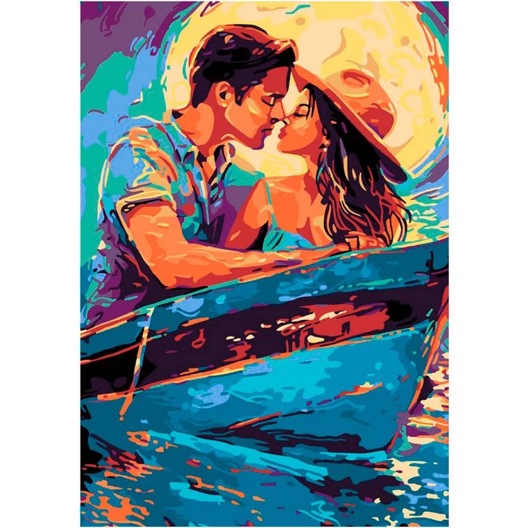 Роспись по номерам (картон) 20*30см "Лунная романтика" (основа,акрил. краски, кисти) LORI