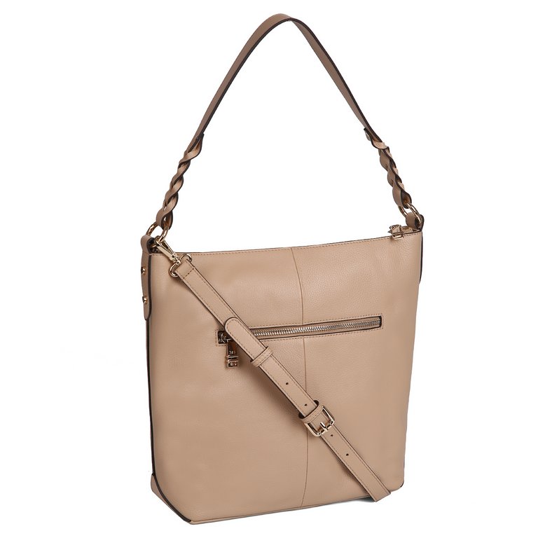 Сумка женская FABRETTI 32х29х11 см, нат. кожа, темно-бежевый