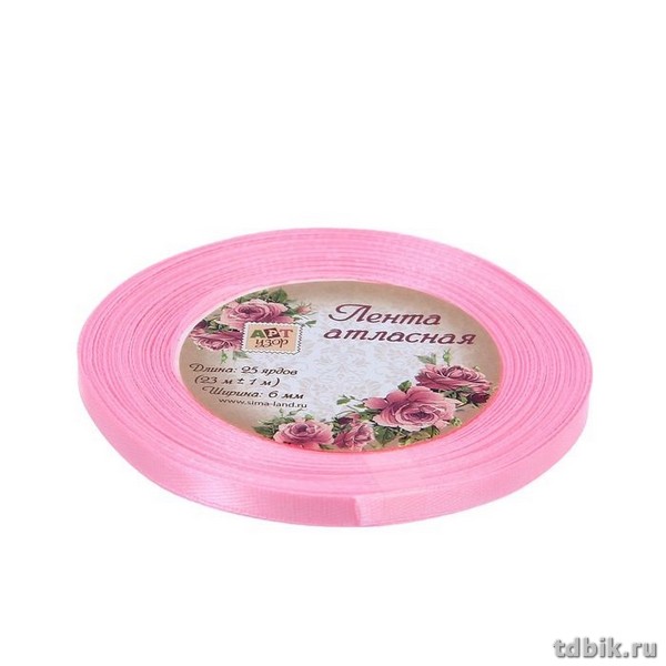 Лента атласная 0,6см*23м, цв. розовый светлый ART UZOR