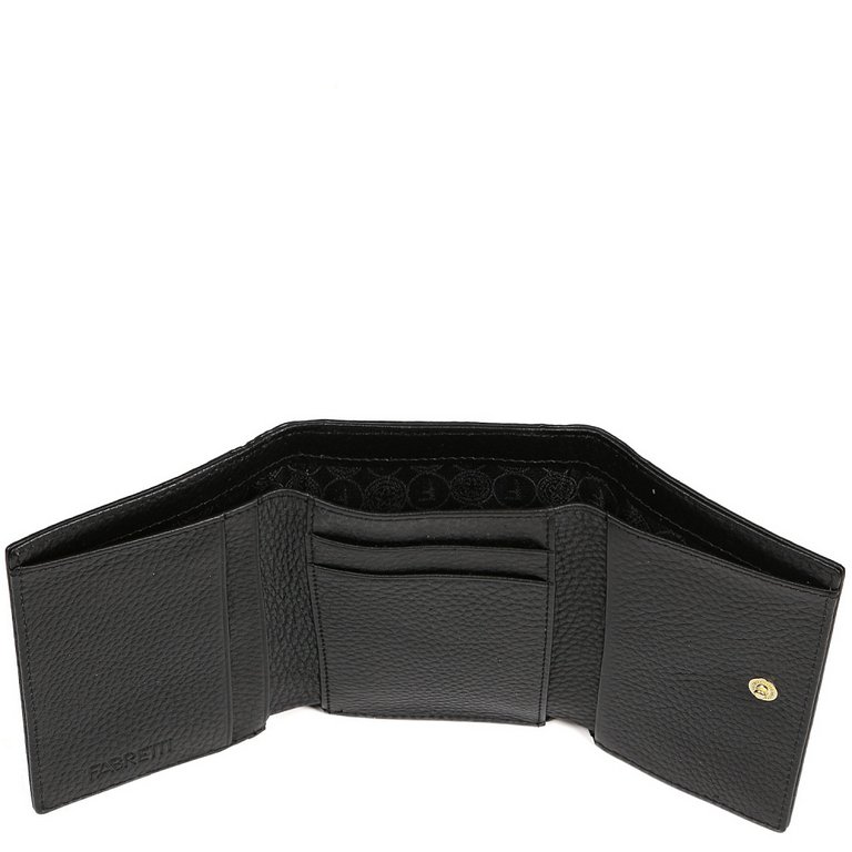 Портмоне FABRETTI женское, нат. кожа, 11*8,5*2 см, черный