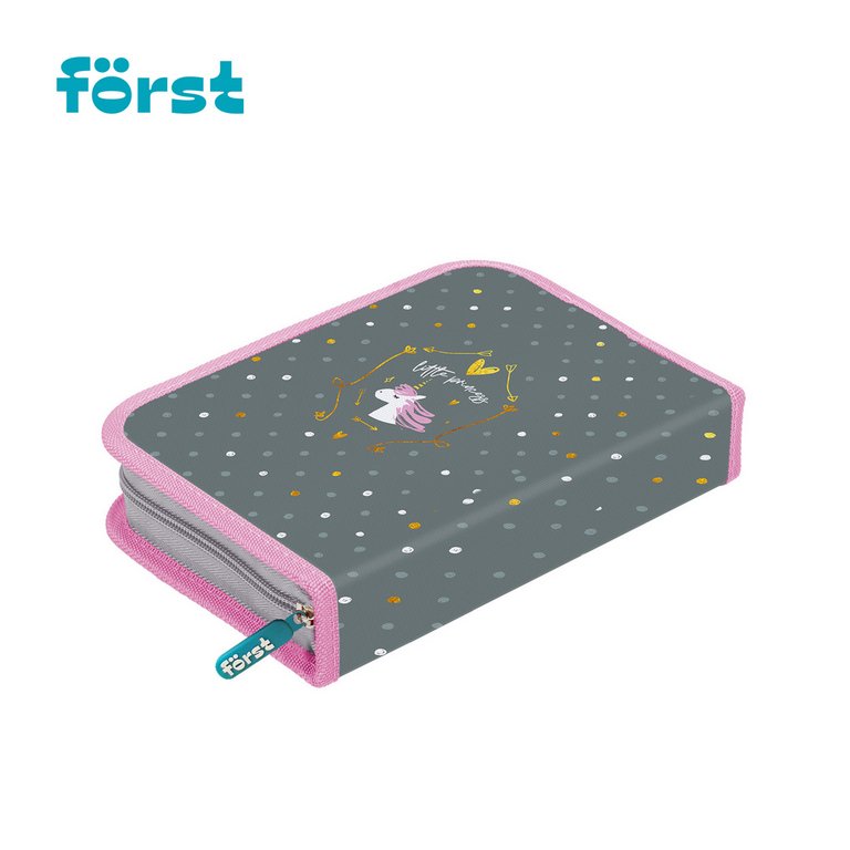 Пенал 1 отд. 1 откид. планка для девочки Forst "Little princess" 14x20x4 cм (ткань)